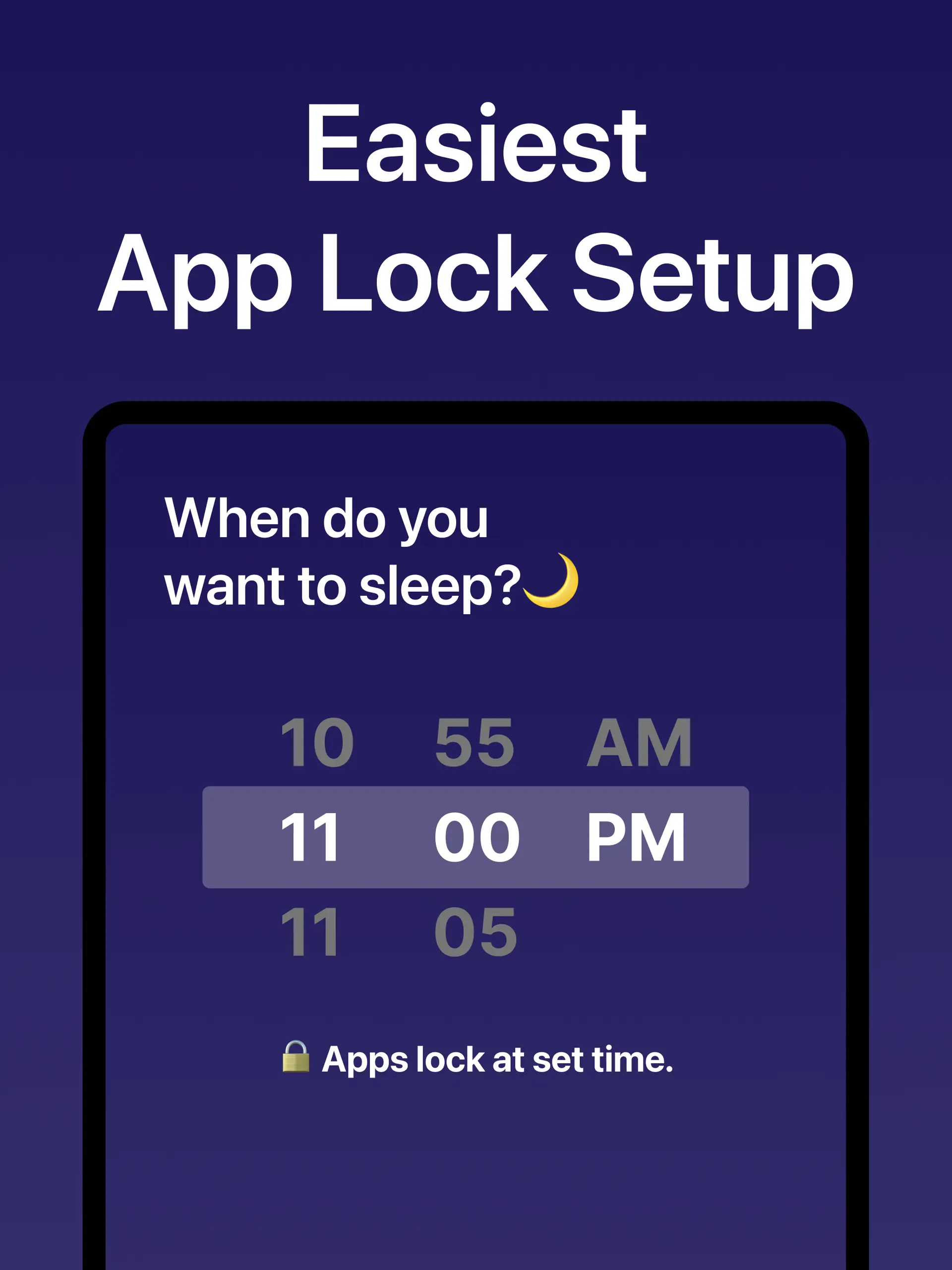Good Night Lock schema-instellingen in het Engels